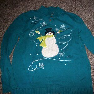 Christopher & Banks Snowman Christmas -Winter Sweater Size Medium
